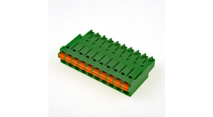 Клеммная колодка DINKLE 0221-2010, Пружинная, 10 контактов, сечение провода 0.2-1.5 мм2, ток 8 A, Зеленый фото 1