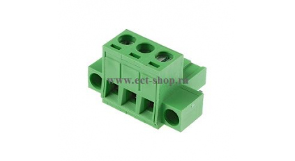 Клеммная колодка DINKLE 2ESDVM-03P, Винтовая, 3 контакта, сечение провода 0.2-4 мм2, ток 18 A, Зеленый фото 1