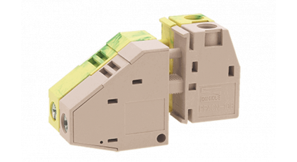Клеммная колодка DINKLE PPACNV-10G, Винтовая, сечение провода 0.5-16 мм2, ток 76 A, Желто-зеленый фото 1