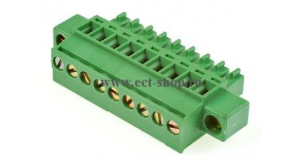 Клеммная колодка DINKLE EC381RM-09P, Винтовая, 9 контактов, сечение провода 0.2-1.5 мм2, ток 14 A, Зеленый фото 1