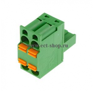 Клеммная колодка DINKLE 2ESDBA-02P, Пружинная, 2 контакта, сечение провода 0.2-2.5 мм2, ток 15 A, Зеленый