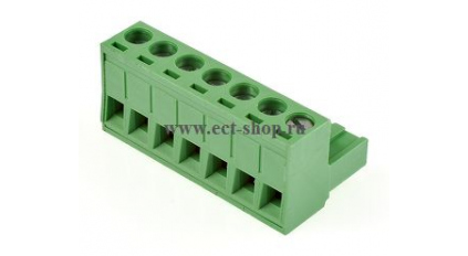 Клеммная колодка DINKLE 5ESDV-07P, Винтовая, 7 контактов, сечение провода 0.2-4 мм2, ток 18 A, Зеленый фото 1