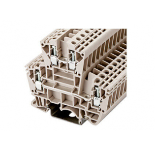 Клеммная колодка DINKLE DKK4 (DDK4), Винтовая, сечение провода 0.14-4 мм2, ток 32 A, Бежевый