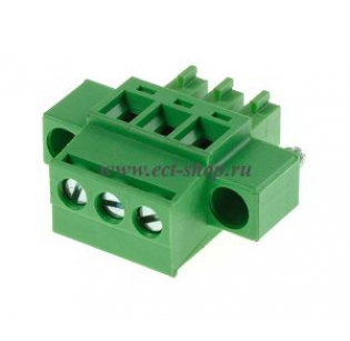 Клеммная колодка DINKLE EC381RM-03P, Винтовая, 3 контакта, сечение провода 0.2-1.5 мм2, ток 14 A, Зеленый