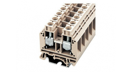 Клеммная колодка DINKLE DK16H (DK16), Винтовая, сечение провода 1.5-25 мм2, ток 101 A, Бежевый фото 1