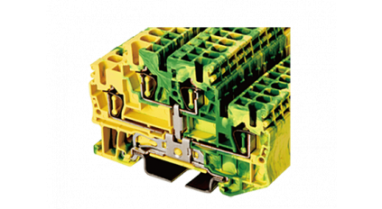 Клеммная колодка DINKLE AKK2.5-PE, Пружинная, сечение провода 0.2-2.5 мм2, ток 24 A, Желто-зеленый фото 1