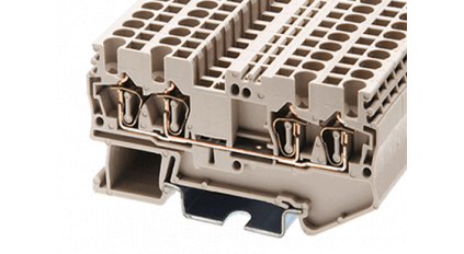 Клеммная колодка DINKLE AK2.5-TR, Пружинная, сечение провода 0.2-2.5 мм2, ток 24 A, Бежевый фото 1